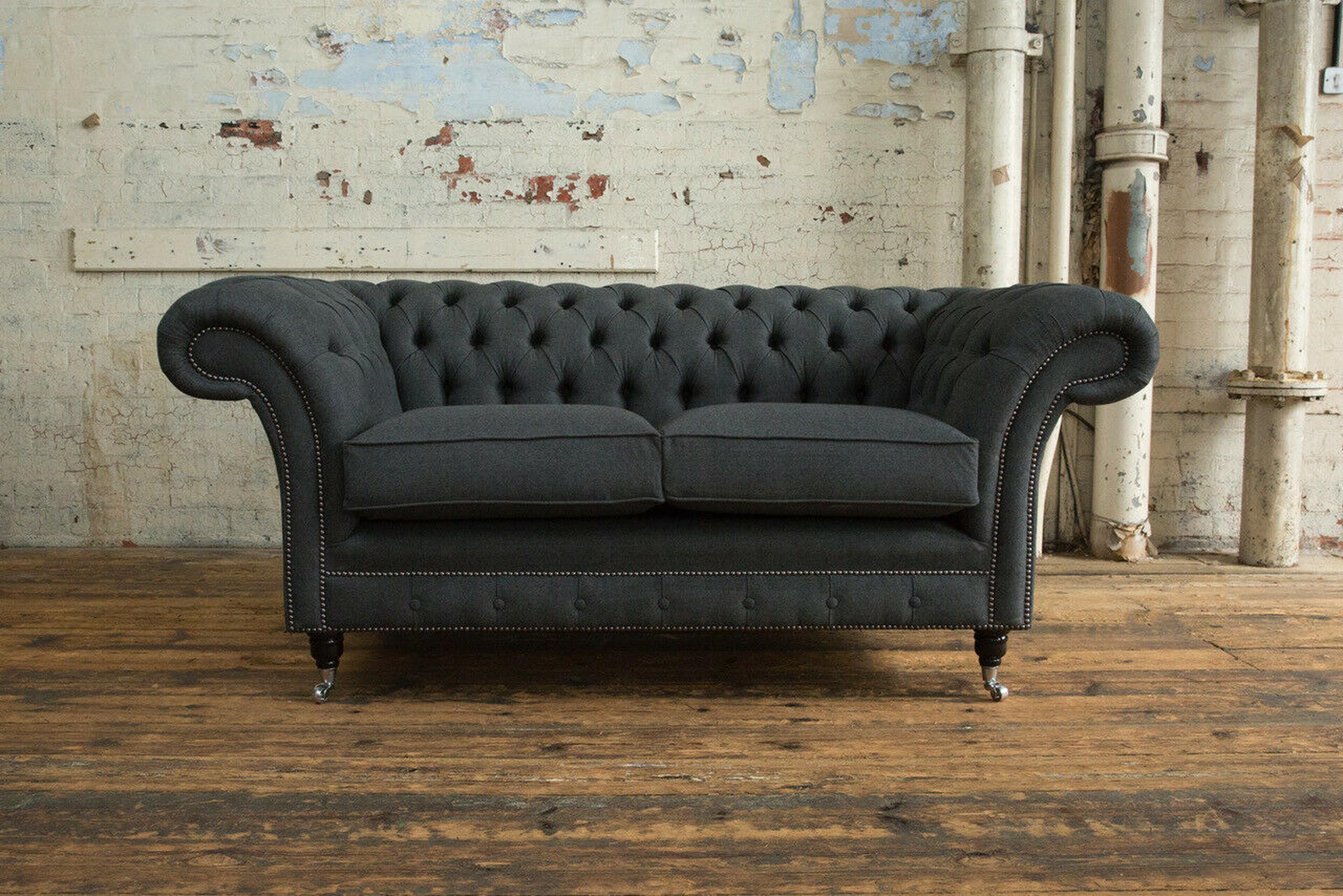 Chesterfield England Sofa Polster Günstige Preise Webstoff Microfaser Stoff Neu