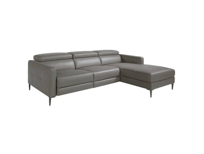 Angel Cerda Angel Cerdá Relaxsofa 5‑Sitzer mit Chaiselongue rechts, dunkelgraues Leder, elektrisch verstellbar, Metallfüße, Grau, Echtholz,Pinie, Uni, Füllung: Polyurethan (PUR),Polyurethan (PUR),Polyurethan (Pur), L-Form,L-Form, 258x173 cm, Wohnzimmer, Sofas & Couches, Wohnlandschaften, Ecksofas