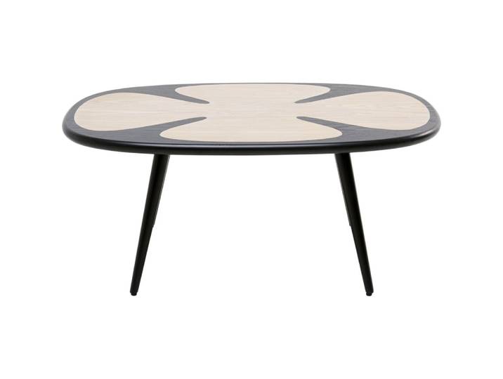 Table basse ovale noire fleur en frêne