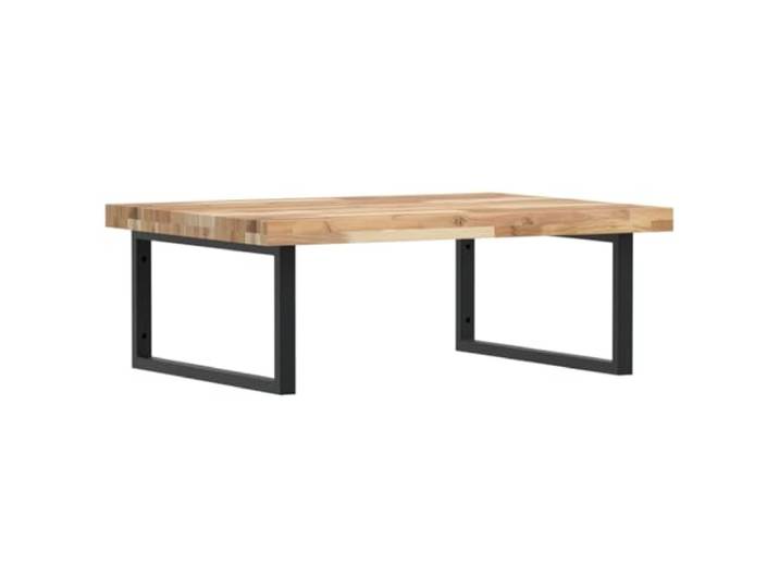 WEMYUFURN Waschbeckenregal Wandmontage Stahl und Akazienholz Schweberegal für Bad, Stahlhalterungen, massive Akazienholzplatte, rechteckige Form, Handtuchaufhängung, flexibel montierbar