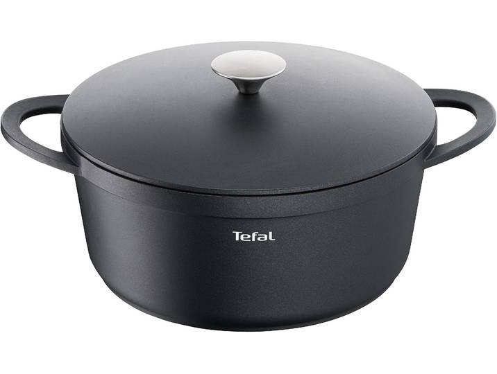 Schmortopf TEFAL Trattoria Bräter mit Deckel , schwarz, Ø:28cm, Töpfe, Schmortopf, Antihaftversiegelung, für alle Herdarten geeignet, Induktion, E21844