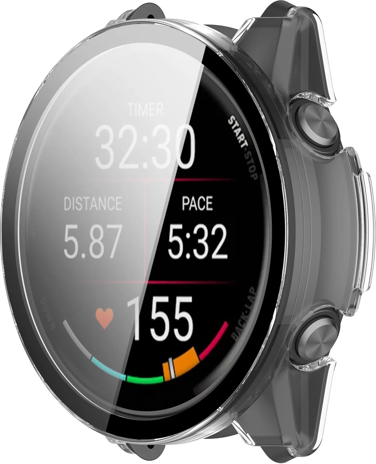 INF Compatible avec le boîtier Garmin Forerunner 570 - Coque intégrée Transparent 47 mm