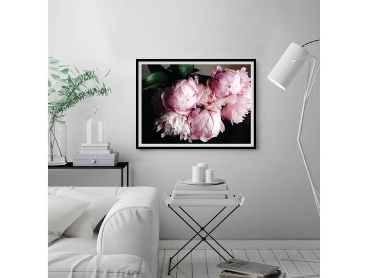 Bild QUEENCE Gunni , rosa (farbe rahmen: schwarz, farbe bild(er): rosa), B:40cm H:30cm, Acrylglas, Holz, Papier, Bilder, Bild, gerahmt, Rosen