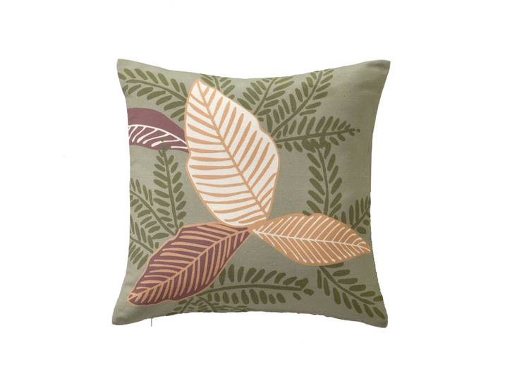 Housse de coussin carrée imprimé feuilles - lot de 2 - Blancheporte