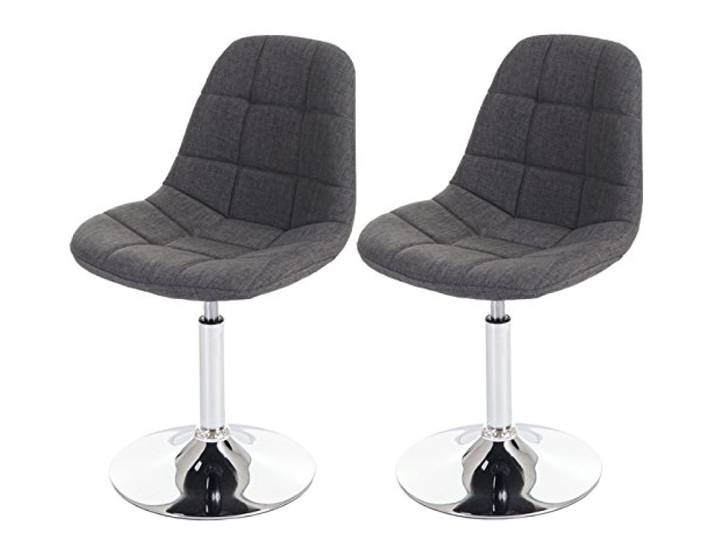 Mendler 2er-Set Esszimmerstuhl HWC-A60, Chrom - Textil hellgrau Stuhl, Drehstuhl