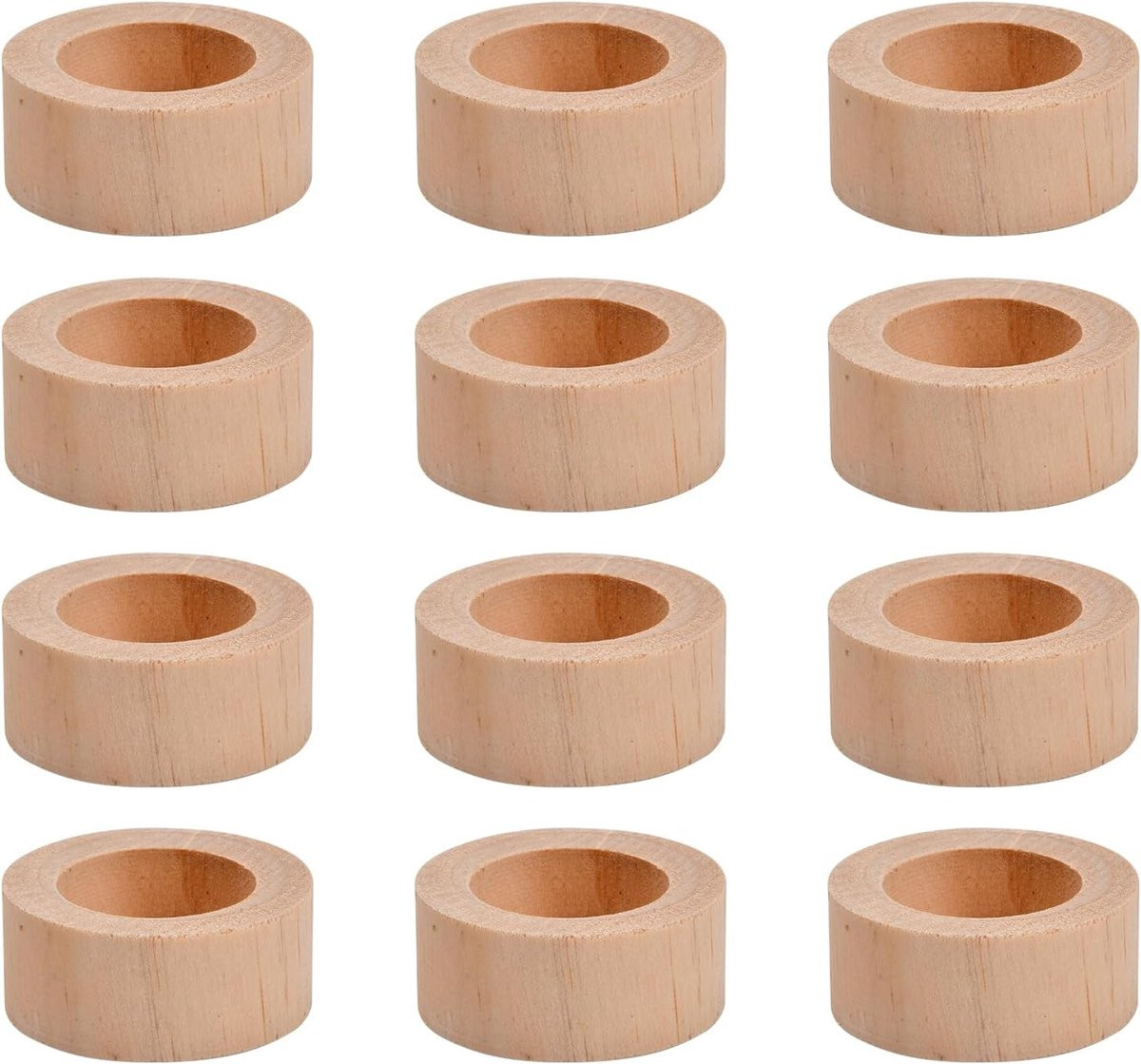 Thijox 12 stuks dennenhouten votiefkandelaars ronde houten theelichthouders voor tafeldecoratie