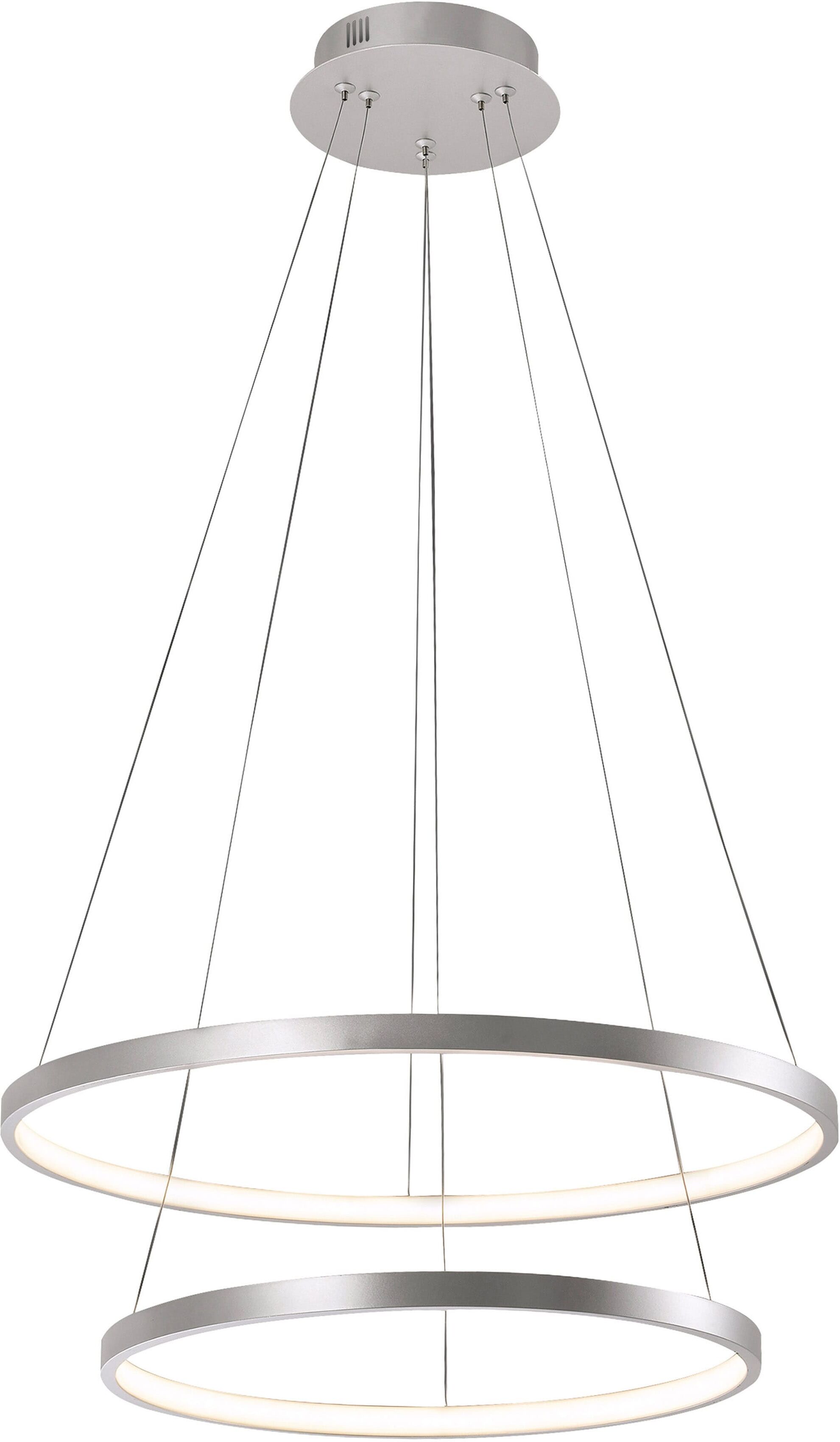JUST LIGHT LED Pendelleuchte "CIRCLE", silber (silberfarben), 2, Ø 50cm H: 120cm, 1 Stk., Leuchten, LED Hängelampe, LED Hängeleuchte, LED Pendelleuchte