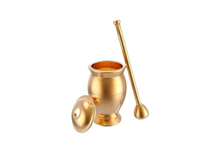Küchenmörser und Stößel Mörser-Stößel-Set aus Messing. Traditionelles Mörser- und Stößel-Set, Gewürz- Kräutermühle(Groß)