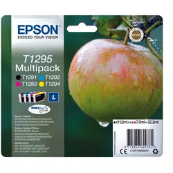 Epson Original T1295 Apfel Druckerpatronen 4er Multipack BK/C/M/Y (C13T12954012)