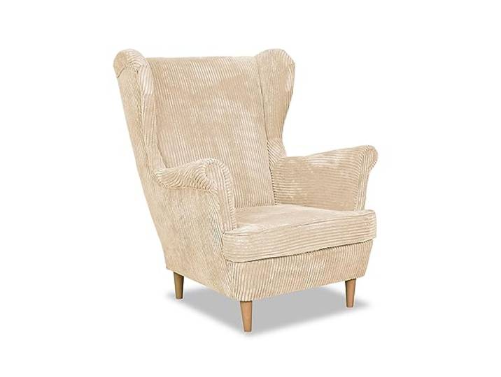 Family Meble Sessel Cord, Modell Bonito, Skandinavisch, Relaxsessel aus Webstoff, Loungesessel, Ohrensessel, Bequemer Sessel, Für Wohnzimmer, Esszimmer, Schlafzimmer, Büro, Elegantes Design, Beige