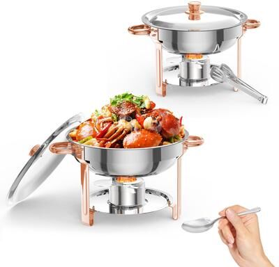 Garvee 2 Pack 5QT Round Chafing Dishes Buffet Set, Food Warmers for Weddings,Events
