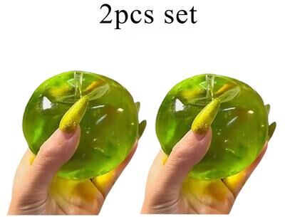 Perfect Picks Market Premium Green Apple Sensory Stress Relief Toy Soft Squishy Fidget Toy For Anxiety Relief & Focus 2 Green Apples