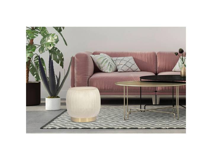 Kayoom Hocker, Creme, Goldfarben, Kunststoff, Metall, rund, 43x42x43 cm, Bsci, Wohnzimmer, Sessel, Hocker, Sitzhocker