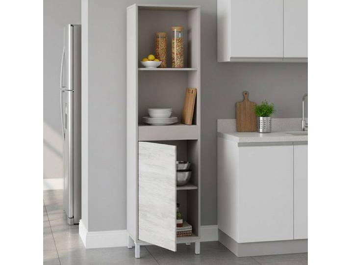 Buffet Spineda Dmora bois stratifié beige 49x28x174h cm