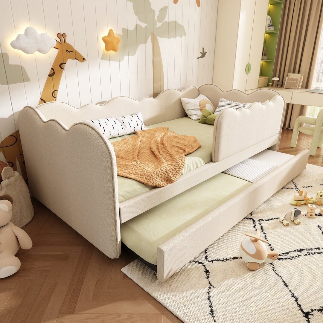 Corrigan Studio Daybed with Trundle Bed Beige 70cm H X 197cm W X 99cm L
