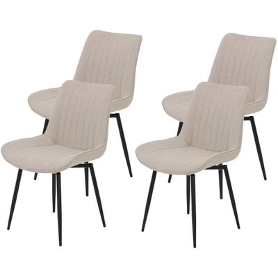 Drehstuhl HELA "Vierfußstuhl BERGEN", beige (beige, schwarz, beige), B:54cm H:85cm T:63cm, Metall, Polyester, Stoff, Stühle, Drehstuhl, Esszimmerstuhl, XL-Sitzbreite, 360 drehbar