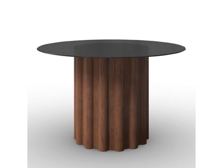 Esstisch Zelia Walnussfarben MDF/Kristallglas rund