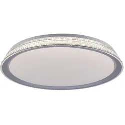 LED Deckenleuchte, silber, rund, dimmbar, warmweiß, 3000K