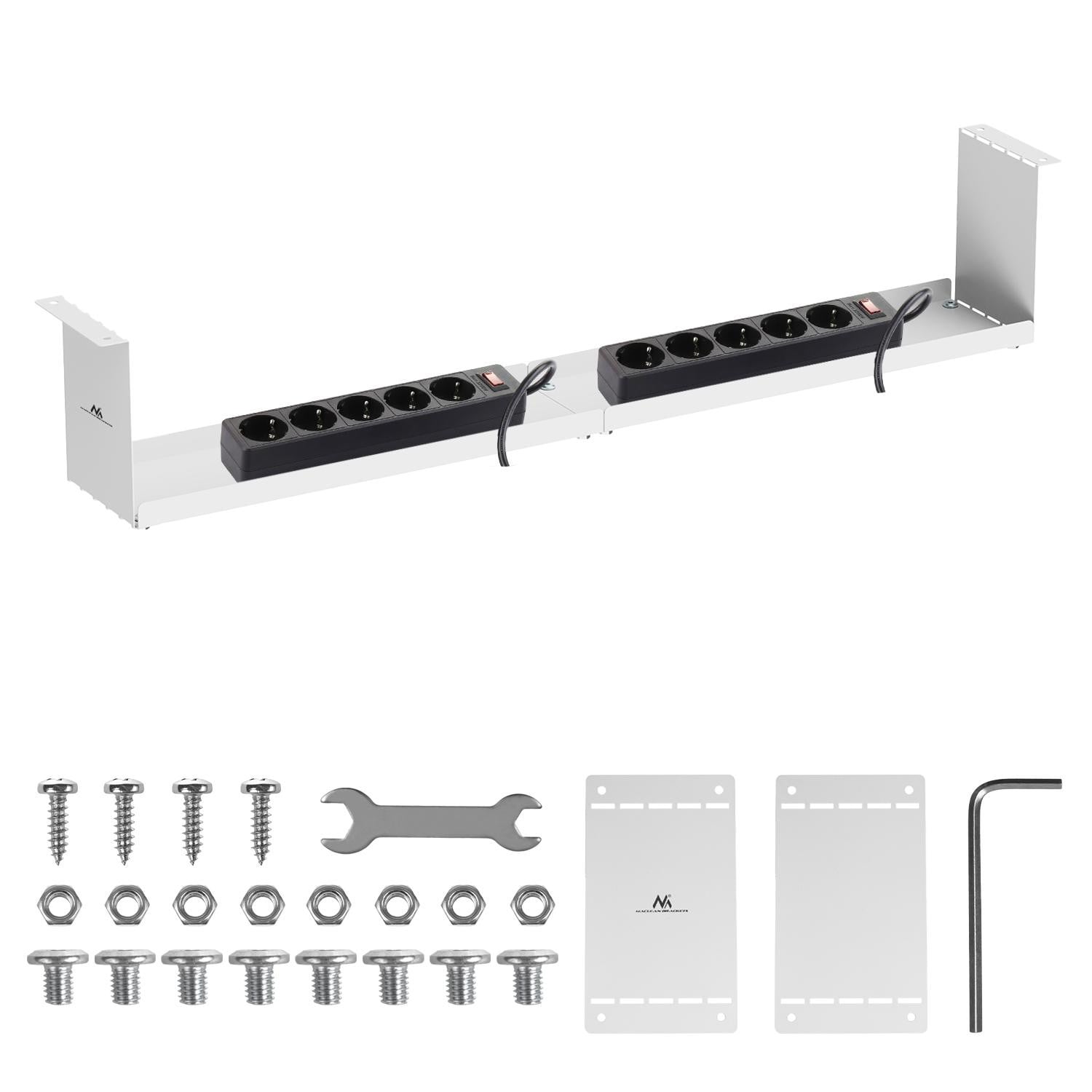 Maclean compacte kabelorganizer voor onder het bureau, wit, MC-107 W
