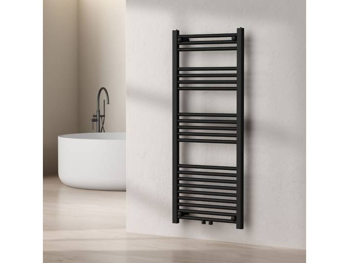 Handtuchheizkörper ’Voss’ mit 21 Stangen Stahl 120 x 50 cm Schwarz