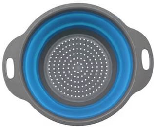 Inspire Curations Folding Silicone Colander Basket For Washing, Draining & Space Saving Kitchen Storage blue G870c