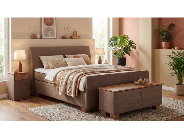 Meisterbetten Boxspringbett Syma (Komplett-Set, 7-Zonen Taschenfederkernmatratzen, Ergoflex), Inklusive kostenloser Lieferung und Aufbau