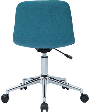 Miliboo Design-Bürostuhl entenblauer Stoff und verchromter Stahl SAURY