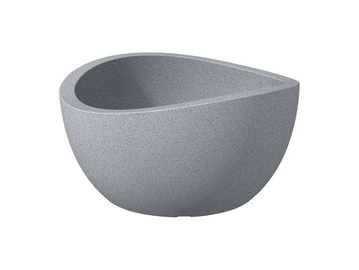 Wave Globe Bowl 40\, Pot À Fleurs/jardinière\, Cylindrique\, Coloris: Stony Grey\, Fabriqué Avec Du Plastique Recyclé\, Pour L'Extérieur - Scheurich