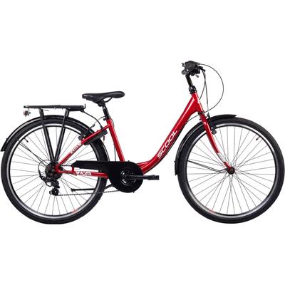Jugendfahrrad S’COOL "S'COOL chiX" Gr. 38, rot (rot, weiß), Fahrräder, Kinder, 38cm, 26 Zoll (66,04cm), 26 Zoll, Jugendliche, mit Gepäckträger und Schutzblech