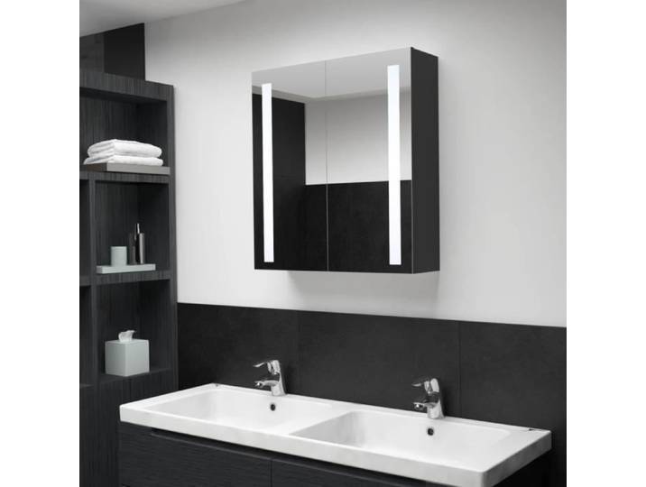 Armoire de salle de bain à miroir LED - OVONNI - Economique - 62x14x60 cm