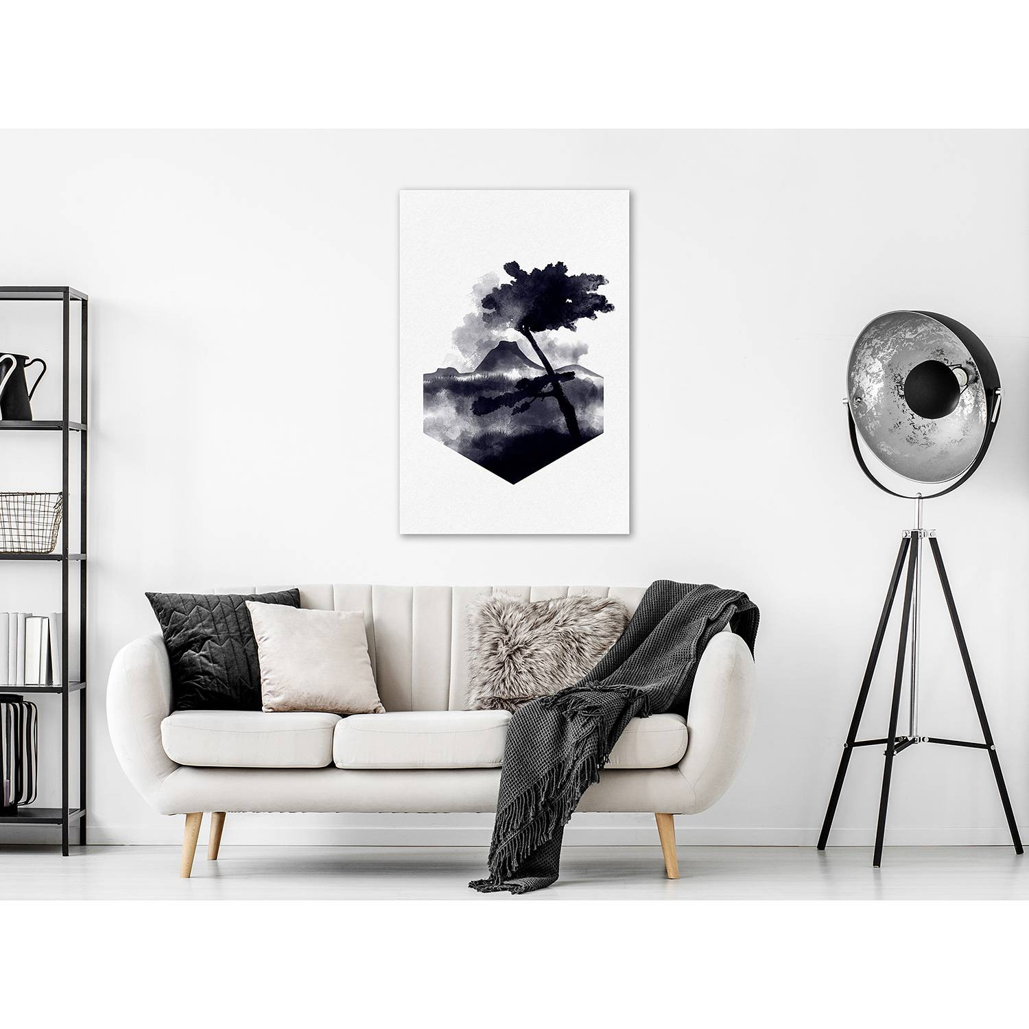 home24 High Mountain linnen afbeelding grijs 40 x 60 cm