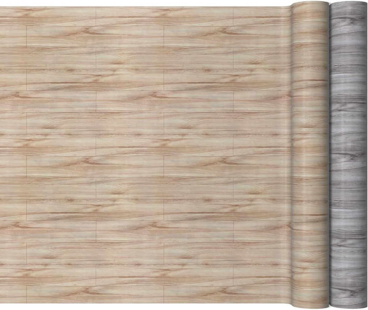 PVC vloerbedekking Vinyl in natuurlijke houtlook - Beige - Breedte: 140 cm