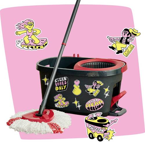 Vileda 183681 TURBO MY STYLE Box - Cleaning Lovers Wischmopp-Komplettset Anthrazit, Rot 1St.