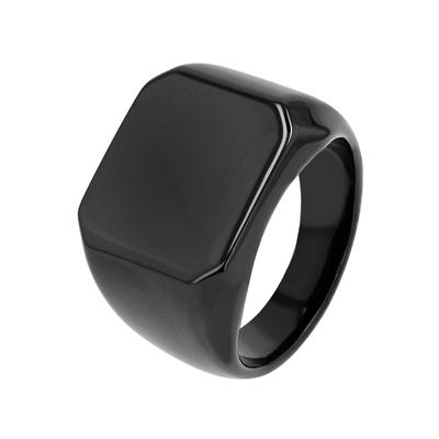 Siegelring AKZENT "Nero, langlebig" Gr. 68, schwarz, Fingerringe, Herren, 68, Edelstahl, Siegelring