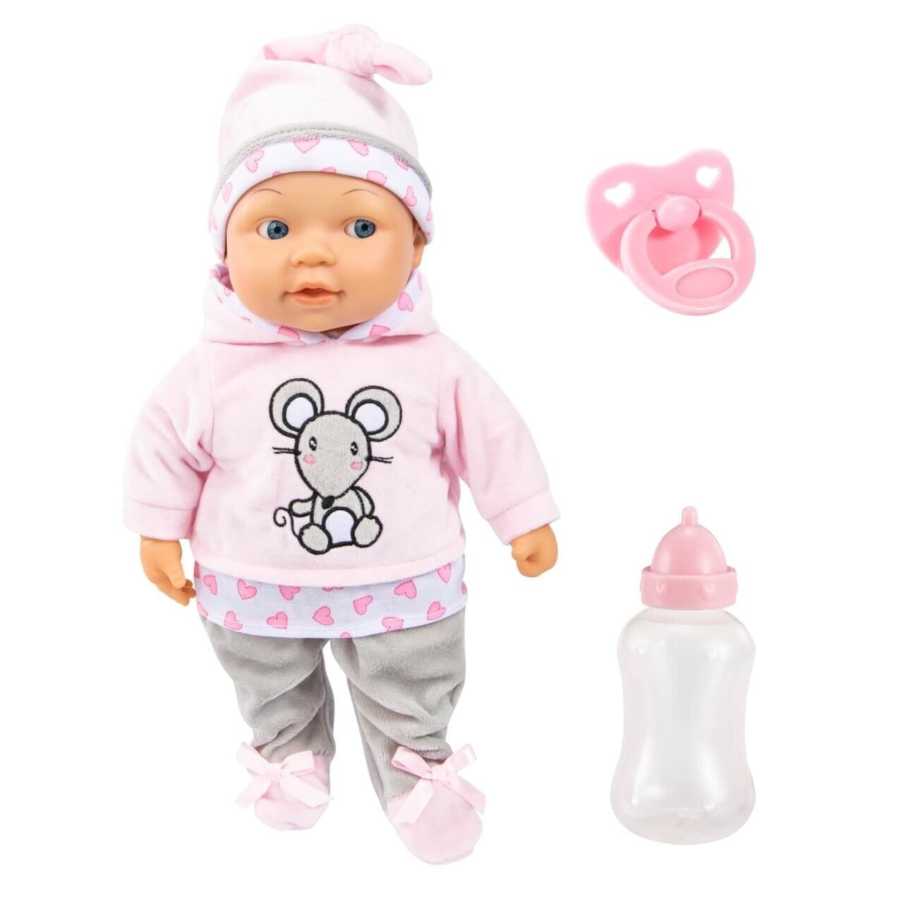 Bayer Design Panenka Lisa Magic Eyes interactieve pop met beweeglijke ogen en geluiden, roze, 38 cm
