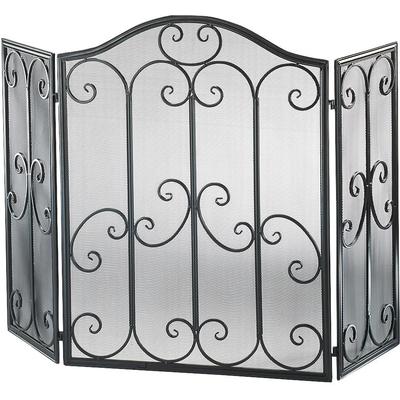 Kamingitter LOCKER, schwarz, B:85cm L:129cm T:1cm, Metall, Anzündkamine, mit Ornamenten