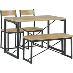 ESSGRUPPE Hellbraun, Schwarz 4-Sitzer 110/70 cm 2 Stühle und Bank Flixton