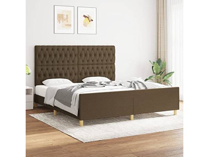 YNGBHFNOP Massives Kiefernholz Modernes Design Stabil 120x190cm Braun Bettgestell mit Kopfteil Natur 120x190 cm Massives Kiefernholz Stabiler Lattenrost Modernes Bettrahmen Doppelbett