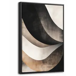 LEINWAND Bilder mit Rahmen - Abstrakt - Wellen - Schwarz - Verwittert - 40x60