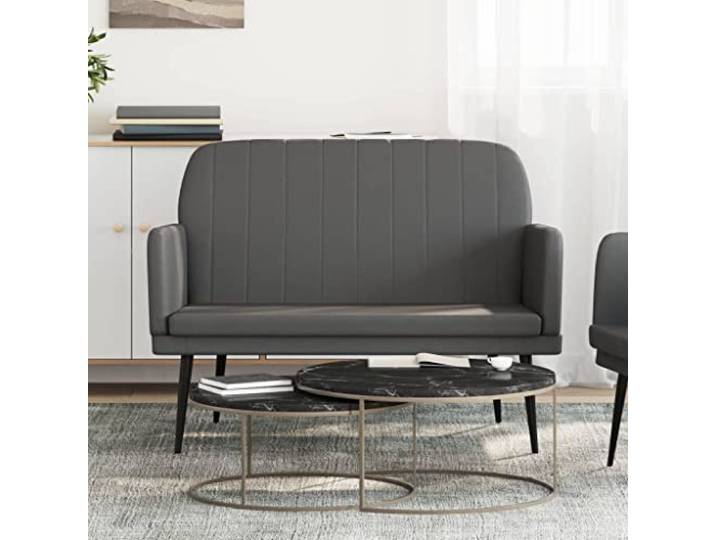 VIHHQGC Sitzbank Grau 107x80x81 cm Kunstleder mit Metallgestell Polsterung, Metallgestell, pflegeleicht, Rückenlehne, Armlehnen