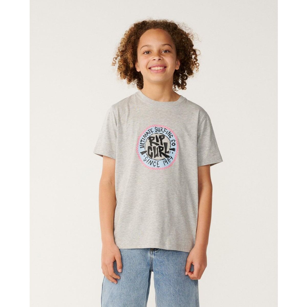 RipCurl Streamline Circle Logo Tee-boy grey marle (0085) 8 15LBTE-0085-8