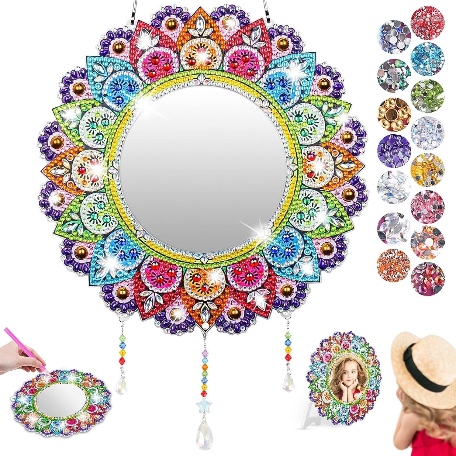 DIY Diamanten schilderen set voor beginners met spiegelmotief, accessoires en instructies