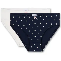 Sanetta Mädchen Rioslip, 2er Pack -  Unterwäsche, Unterhose, Jersey, Punkte Weiß/Dunkelblau / 140