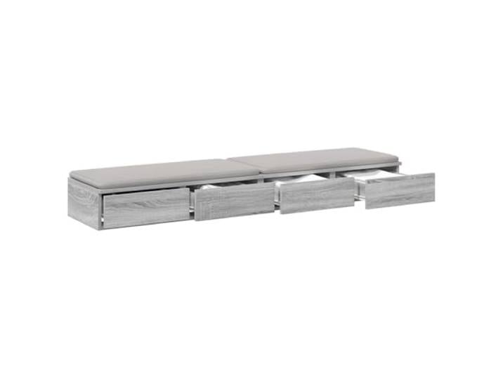 KTHLBRH Bettkasten Grau Sonoma 150 x 36,5 x 16,5 cm 4 Schubladen Mehrschichtiges Holz, Drucköffnung, doppelte Funktion als Sitz oder Stufe, jede Schublade hält bis zu 5 kg