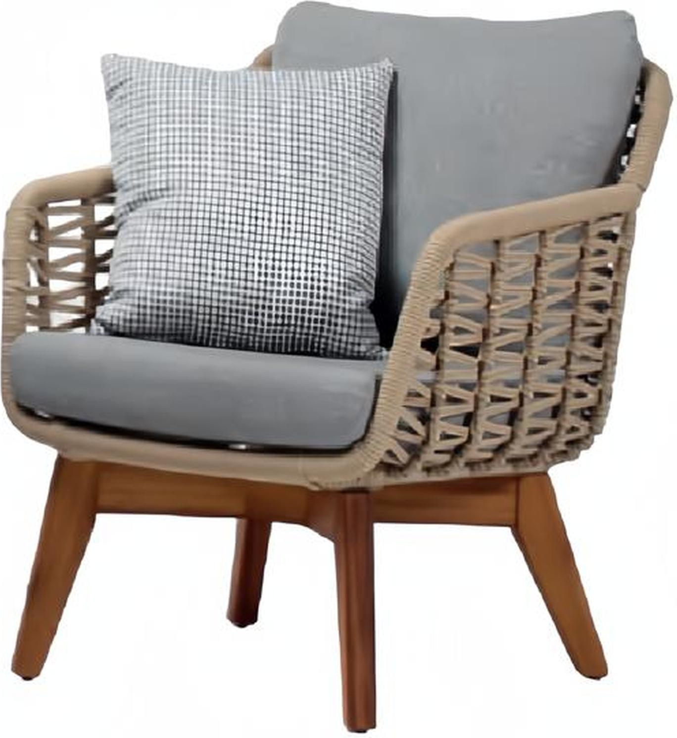 Sessel Beige Terrasse Design Elegantes Möbel Modern 1 Sitzer stilvolle Sessel