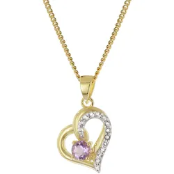 trendor 21195 Herz-Anhänger Gold 333 Amethyst/Topas an vergoldeter Silberkette, 45 cm
