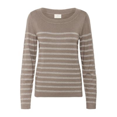 Strickpullover KAFFE "Damen Strickpullover KAlizz", Damen, Gr. L, braun (morel melange with silber lurex), Obermaterial: 67% Viskose CV. 20% Nylon NY. 13% Polyester PES., Pullover Strickpullover