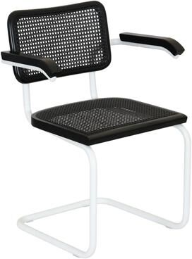 Furnish Theory Breuer Chair Company Marcel Breuer Cesca Cane Cantilever Armchair Arm Chair w/ White Steel Frame (Various Wood & Cane Colors)