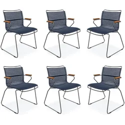 HOUE CLICK Set – 6 Design Gartenstühle mit Armlehnen