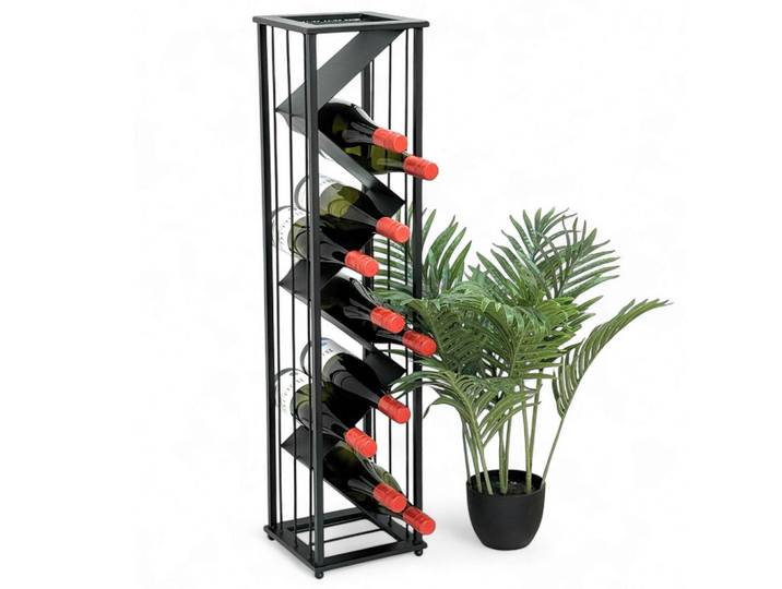 DanDiBo Weinregal Metall Schwarz Stehend Flaschenregal, 21x90x21 cm, Weinregale